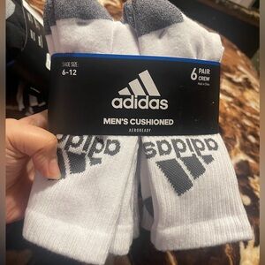 Adidas Men's Cushioned Crew Socks - White and Gray